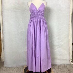 Matteau Shirred Triangle Maxi Dress in Violet 100% Organic Cotton US 8